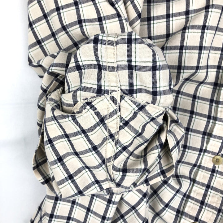 Eddie Bauer Long Sleeve Button-Down Check Shirt, Men's XL cotton Beige type Vintage Second Hand