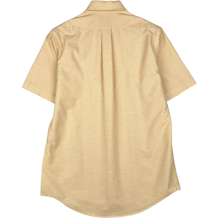 Vintage LLBean short-sleeved button-down check shirt from the 1990s, men's size M. cotton yellow type Vintage Second Hand