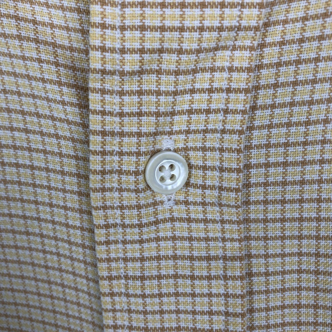 Vintage LLBean short-sleeved button-down check shirt from the 1990s, men's size M. cotton yellow type Vintage Second Hand