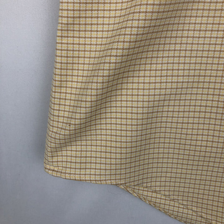 Vintage LLBean short-sleeved button-down check shirt from the 1990s, men's size M. cotton yellow type Vintage Second Hand
