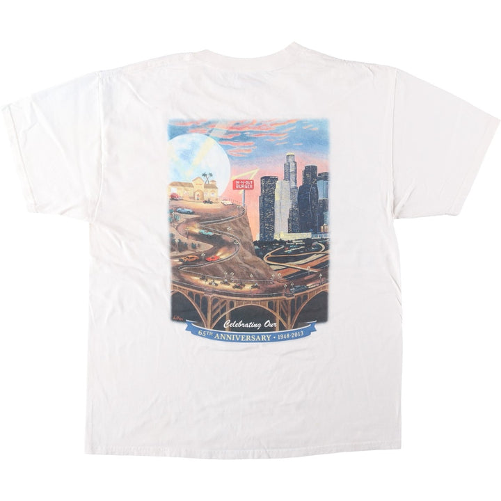 Hanes BEEFY-T IN-N-OUT BURGER Advertising T-Shirt, Men's Size L (approx.) cotton white type Vintage Second Hand
