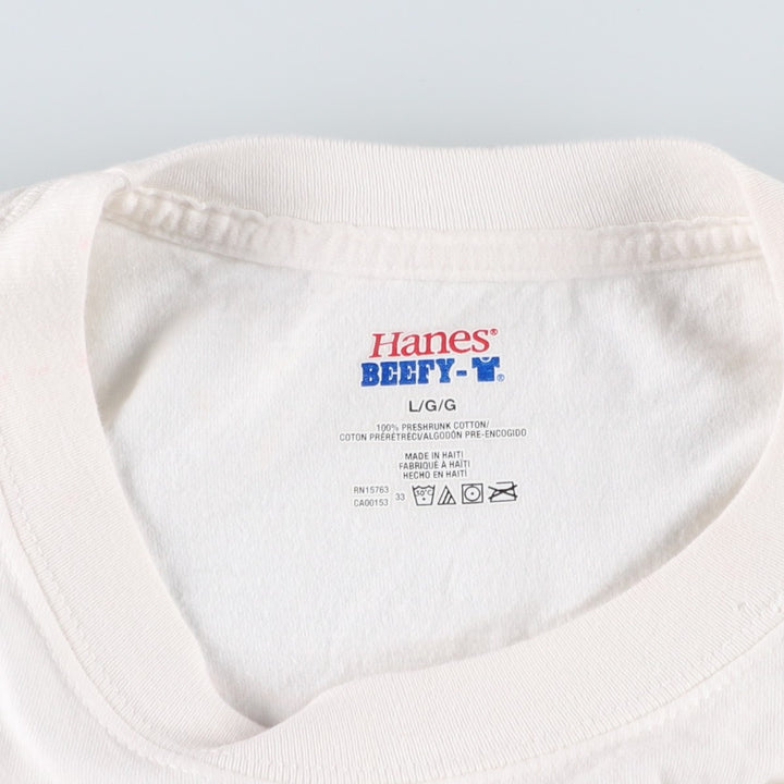 Hanes BEEFY-T IN-N-OUT BURGER Advertising T-Shirt, Men's Size L (approx.) cotton white type Vintage Second Hand