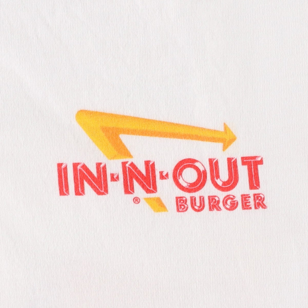 Hanes BEEFY-T IN-N-OUT BURGER Advertising T-Shirt, Men's Size L (approx.) cotton white type Vintage Second Hand