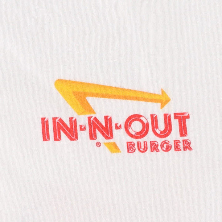 Hanes BEEFY-T IN-N-OUT BURGER Advertising T-Shirt, Men's Size L (approx.) cotton white type Vintage Second Hand