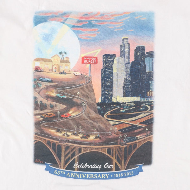 Hanes BEEFY-T IN-N-OUT BURGER Advertising T-Shirt, Men's Size L (approx.) cotton white type Vintage Second Hand