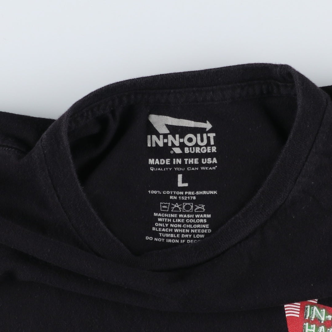 IN-N-OUT BURGER In-N-Out Burger Advertising T-shirt Made in USA Men's L size cotton black type Vintage Second Hand