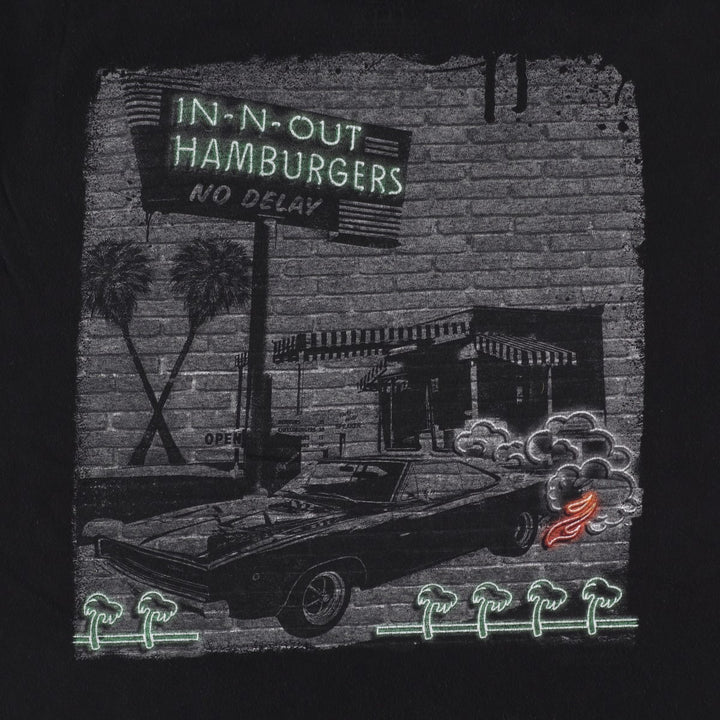 IN-N-OUT BURGER In-N-Out Burger Advertising T-shirt Made in USA Men's L size cotton black type Vintage Second Hand
