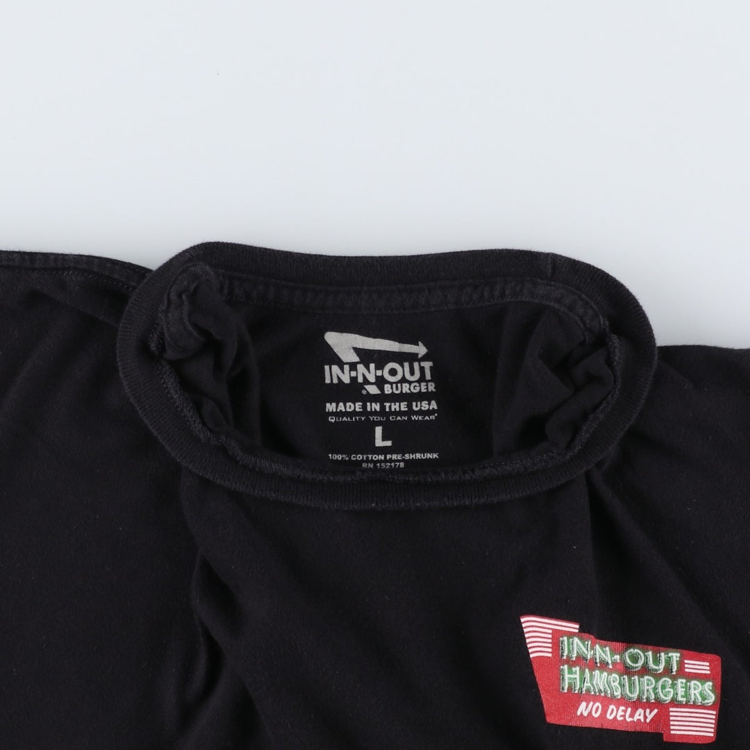 IN-N-OUT BURGER In-N-Out Burger Advertising T-shirt Made in USA Men's L size cotton black type Vintage Second Hand