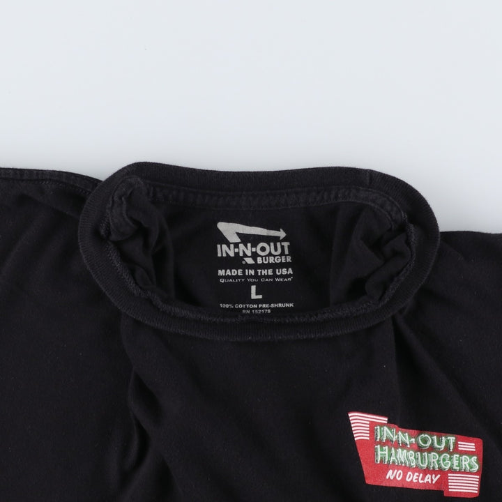 IN-N-OUT BURGER In-N-Out Burger Advertising T-shirt Made in USA Men's L size cotton black type Vintage Second Hand