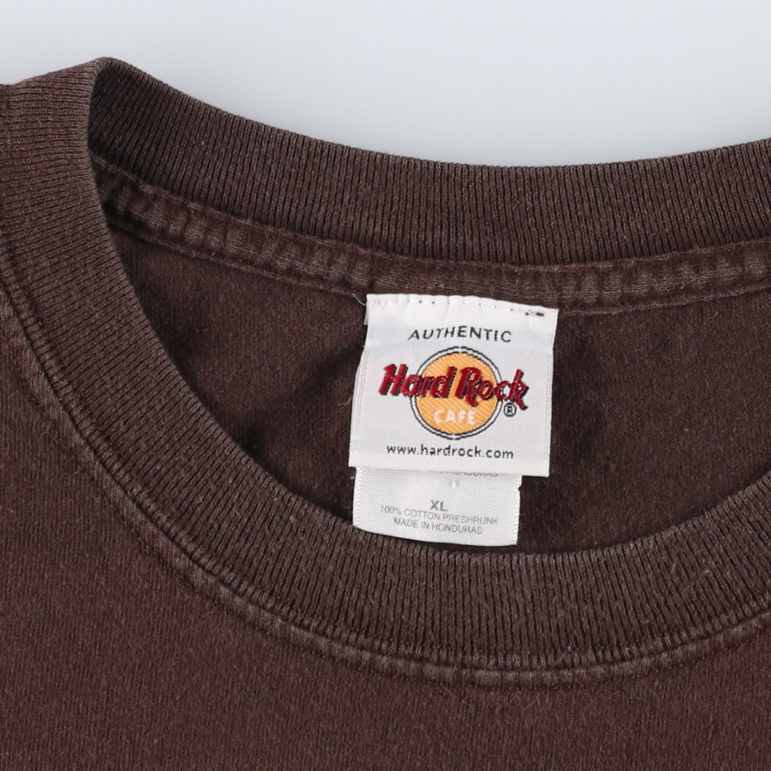 HARD ROCK CAFE advertising T-shirt featuring dragon and tiger patterns (men's size XL). cotton brown type Vintage Second Hand