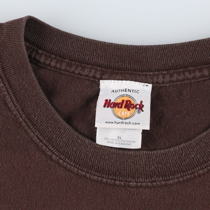 HARD ROCK CAFE advertising T-shirt featuring dragon and tiger patterns (men's size XL). cotton brown type Vintage Second Hand