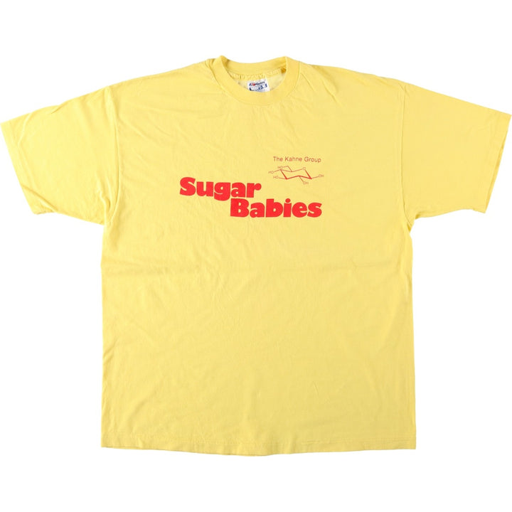 80'S Hanes BEEFY-T Blue Tag Parody Advertising T-Shirt, Made in USA, Men's XL Equivalent, Vintage cotton yellow type Vintage Second Hand