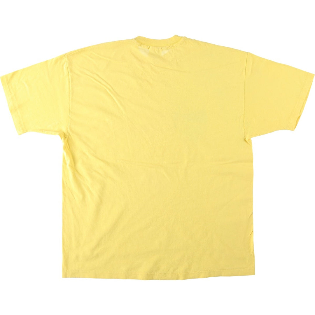 80'S Hanes BEEFY-T Blue Tag Parody Advertising T-Shirt, Made in USA, Men's XL Equivalent, Vintage cotton yellow type Vintage Second Hand