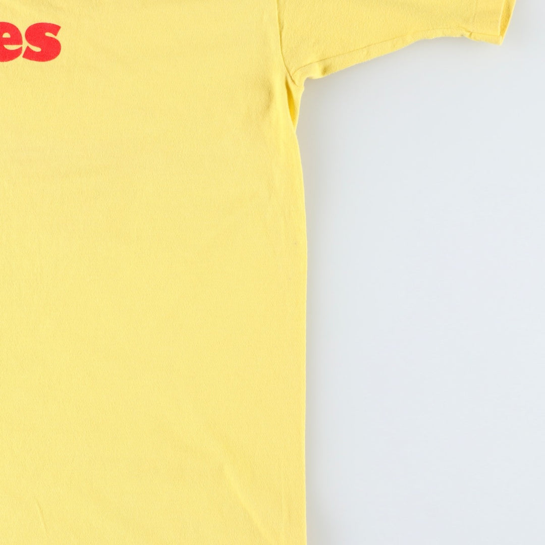 80'S Hanes BEEFY-T Blue Tag Parody Advertising T-Shirt, Made in USA, Men's XL Equivalent, Vintage cotton yellow type Vintage Second Hand