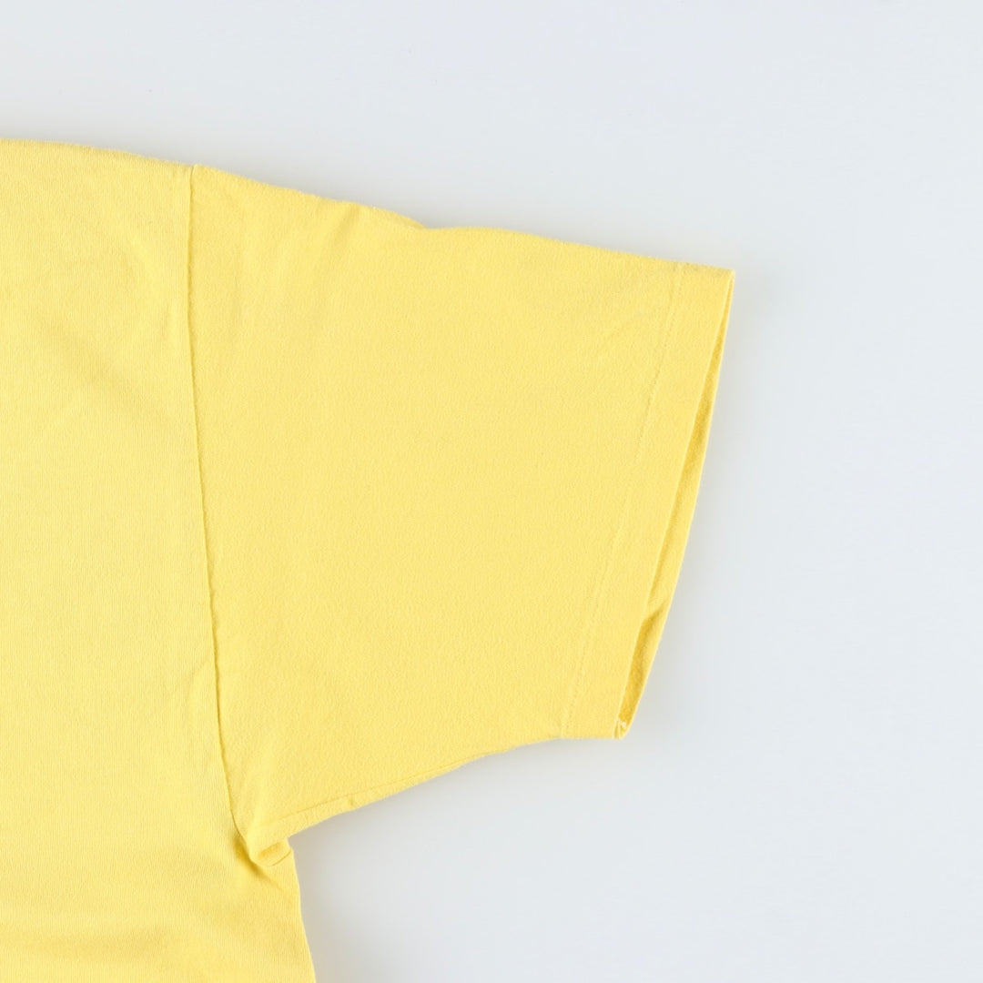 80'S Hanes BEEFY-T Blue Tag Parody Advertising T-Shirt, Made in USA, Men's XL Equivalent, Vintage cotton yellow type Vintage Second Hand