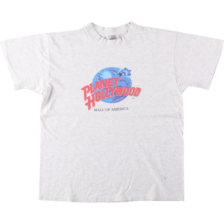 90'S Planet Hollywood advertising T-shirt, Made in USA, Men's size L (approx.), Short Sleeve cotton gray type Vintage Second Hand