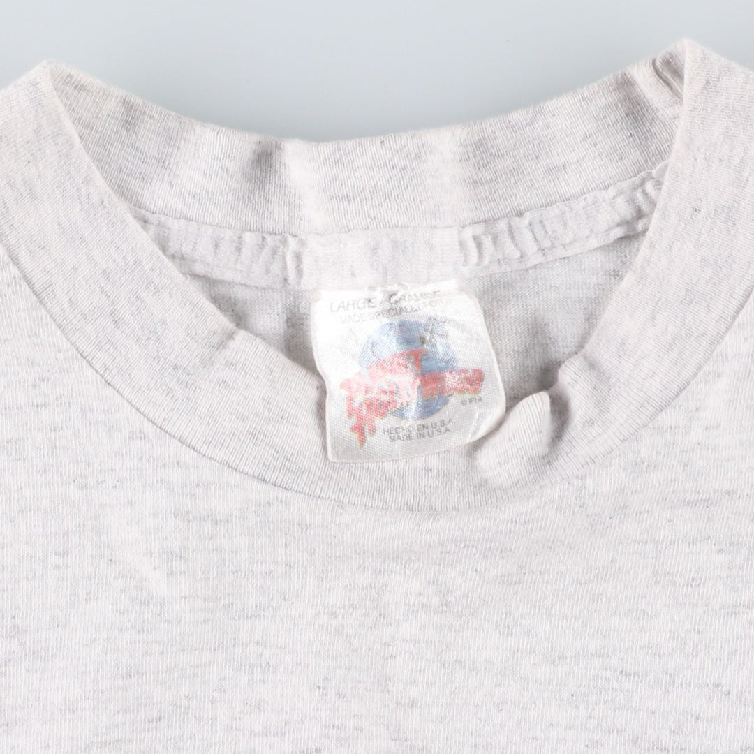 90'S Planet Hollywood advertising T-shirt, Made in USA, Men's size L (approx.), Short Sleeve cotton gray type Vintage Second Hand