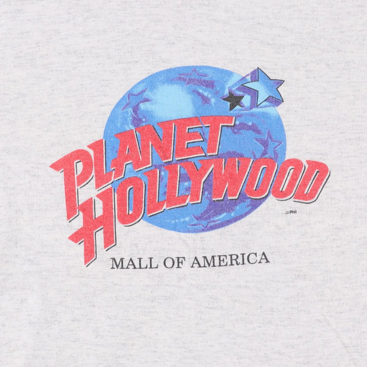 90'S Planet Hollywood advertising T-shirt, Made in USA, Men's size L (approx.), Short Sleeve cotton gray type Vintage Second Hand