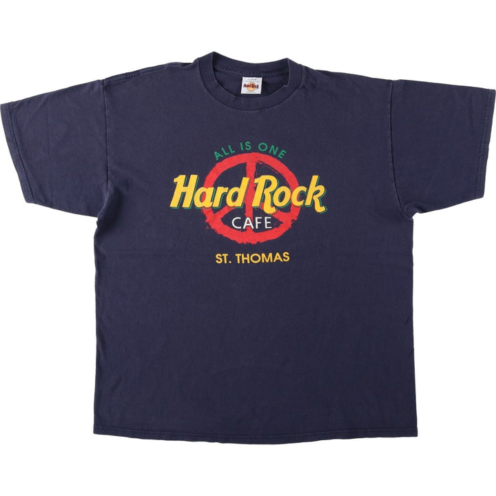90'S HARD ROCK CAFE Hard Rock Cafe Advertising T-shirt Made in USA Men's XL Vintage cotton navy blue type Vintage Second Hand