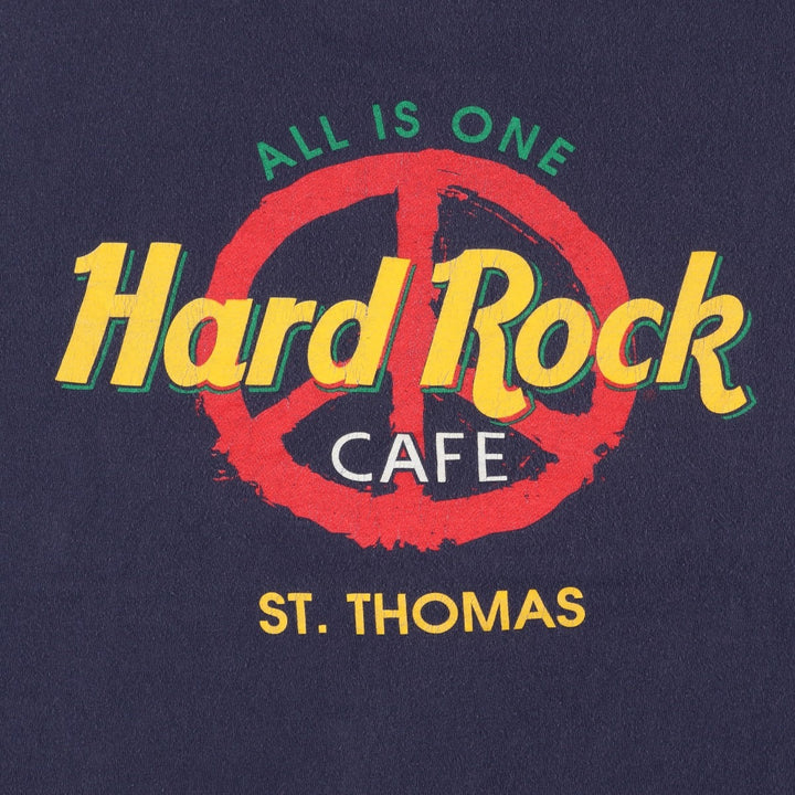90'S HARD ROCK CAFE Hard Rock Cafe Advertising T-shirt Made in USA Men's XL Vintage cotton navy blue type Vintage Second Hand