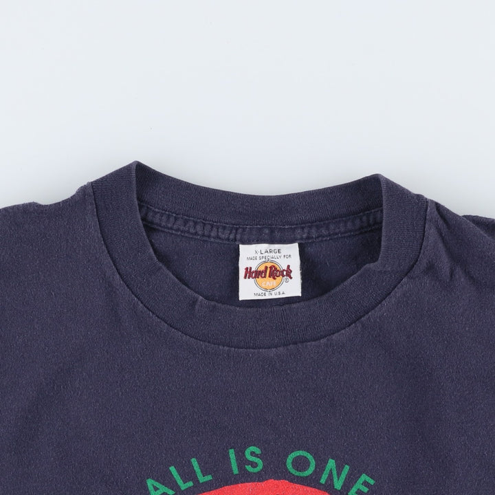 90'S HARD ROCK CAFE Hard Rock Cafe Advertising T-shirt Made in USA Men's XL Vintage cotton navy blue type Vintage Second Hand