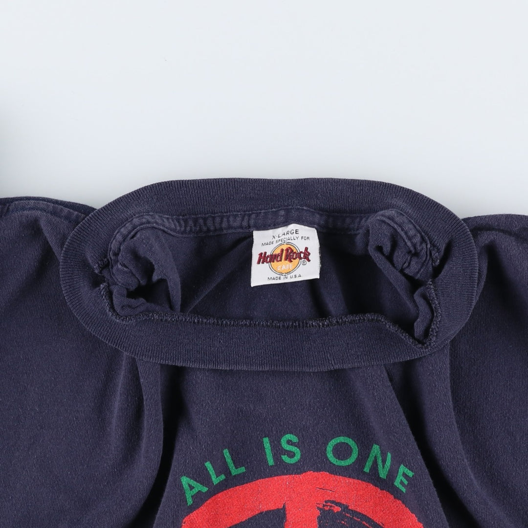 90'S HARD ROCK CAFE Hard Rock Cafe Advertising T-shirt Made in USA Men's XL Vintage cotton navy blue type Vintage Second Hand