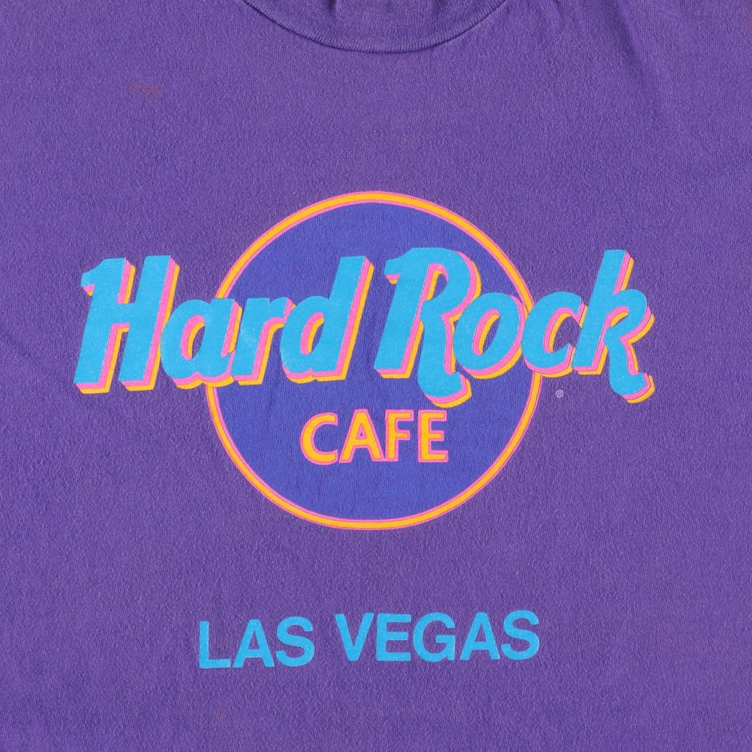 90'S Hanes HARD ROCK CAFE Advertising T-shirt Made in USA Men's L Vintage cotton purple type Vintage Second Hand