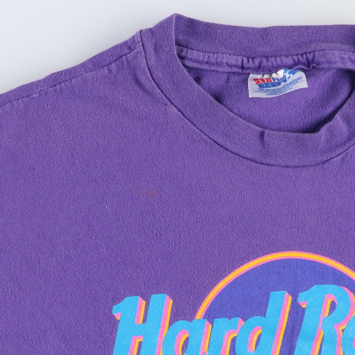 90'S Hanes HARD ROCK CAFE Advertising T-shirt Made in USA Men's L Vintage cotton purple type Vintage Second Hand