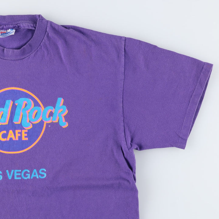 90'S Hanes HARD ROCK CAFE Advertising T-shirt Made in USA Men's L Vintage cotton purple type Vintage Second Hand