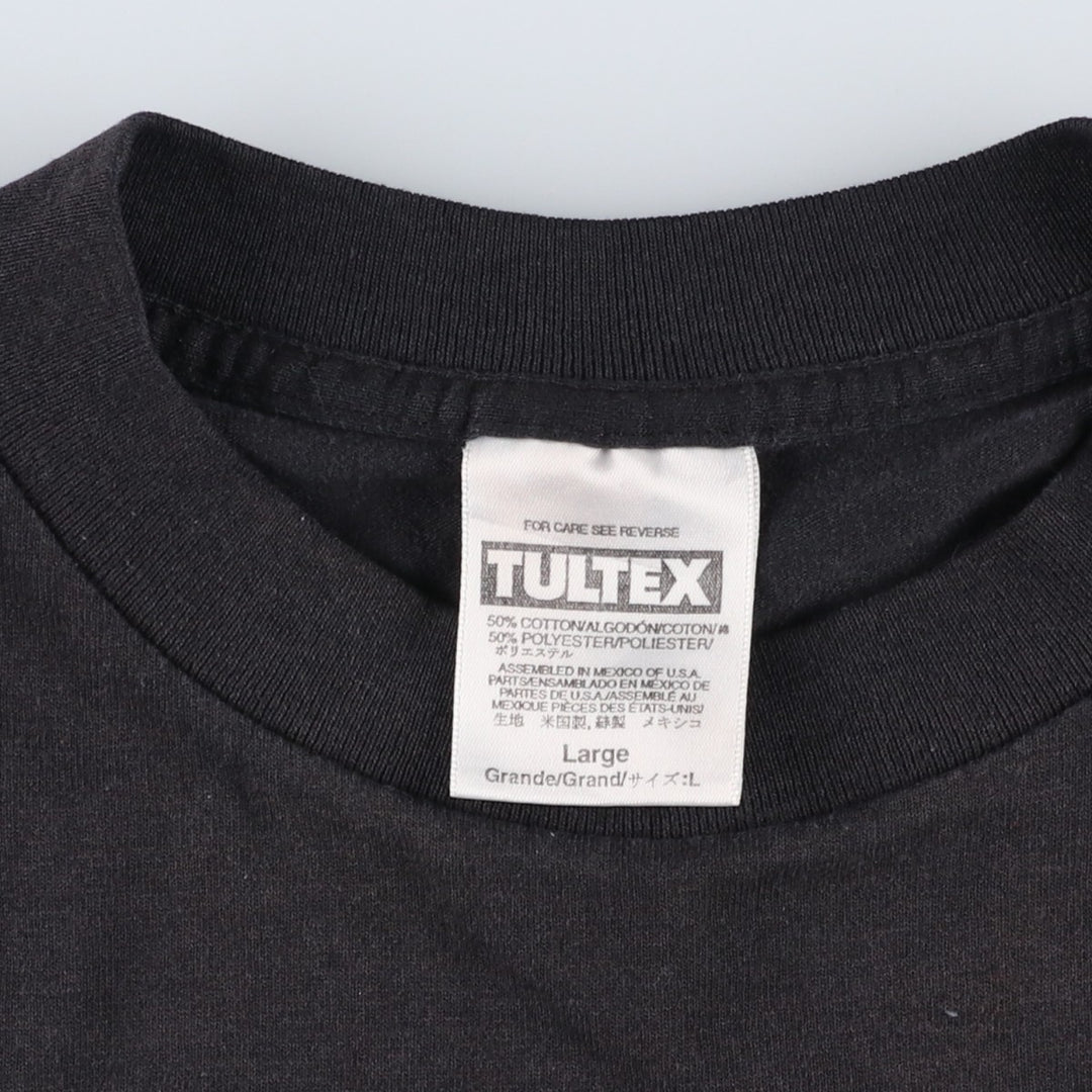 90'S TULTEX INTERSTATE BATTERIES back logo advertising T-shirt, men's size L (approx.) cotton black type Vintage Second Hand
