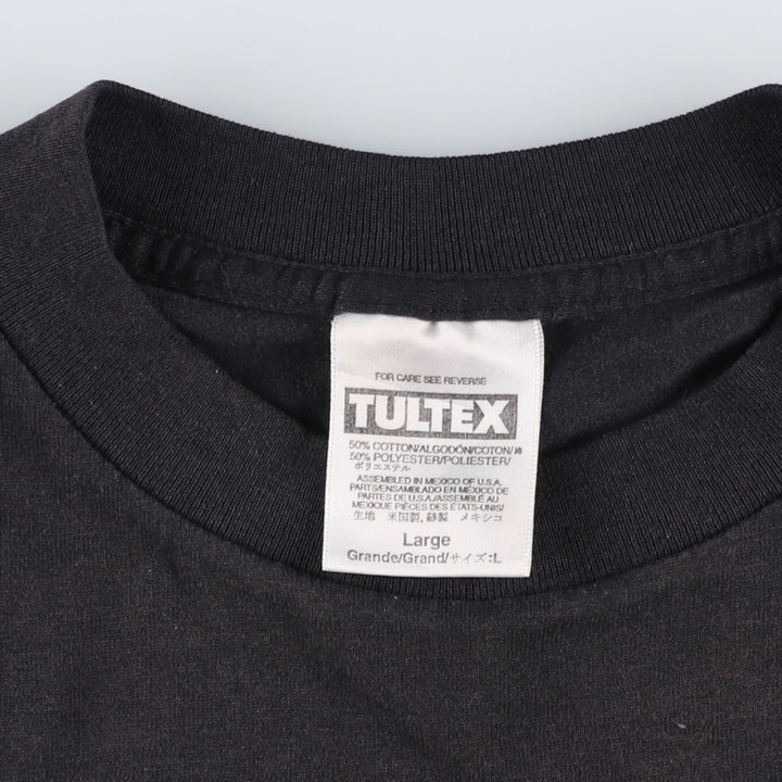 90'S TULTEX INTERSTATE BATTERIES back logo advertising T-shirt, men's size L (approx.) cotton black type Vintage Second Hand