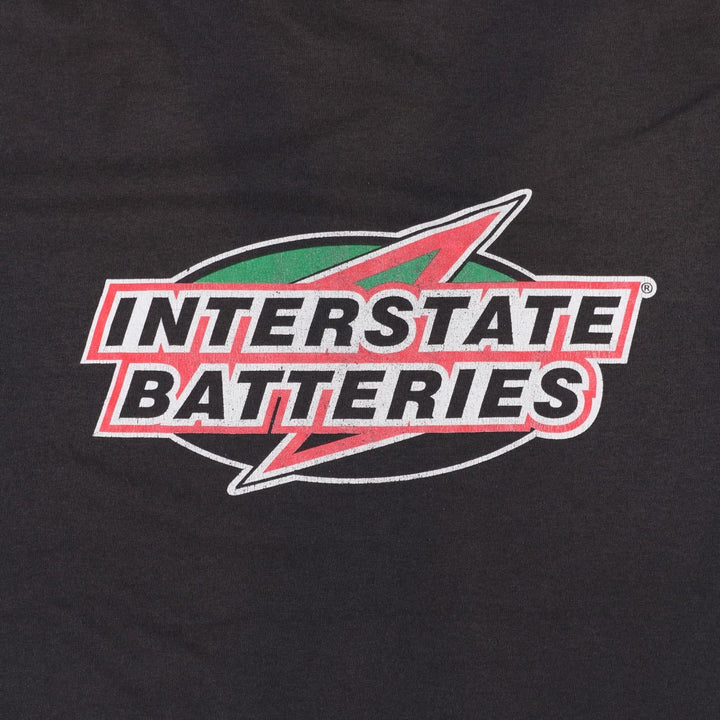 90'S TULTEX INTERSTATE BATTERIES back logo advertising T-shirt, men's size L (approx.) cotton black type Vintage Second Hand