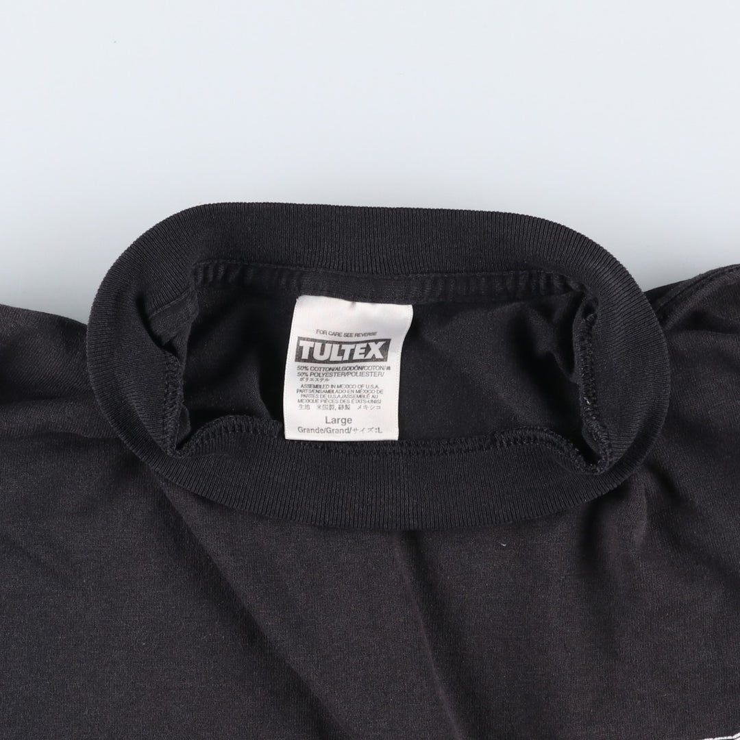 90'S TULTEX INTERSTATE BATTERIES back logo advertising T-shirt, men's size L (approx.) cotton black type Vintage Second Hand