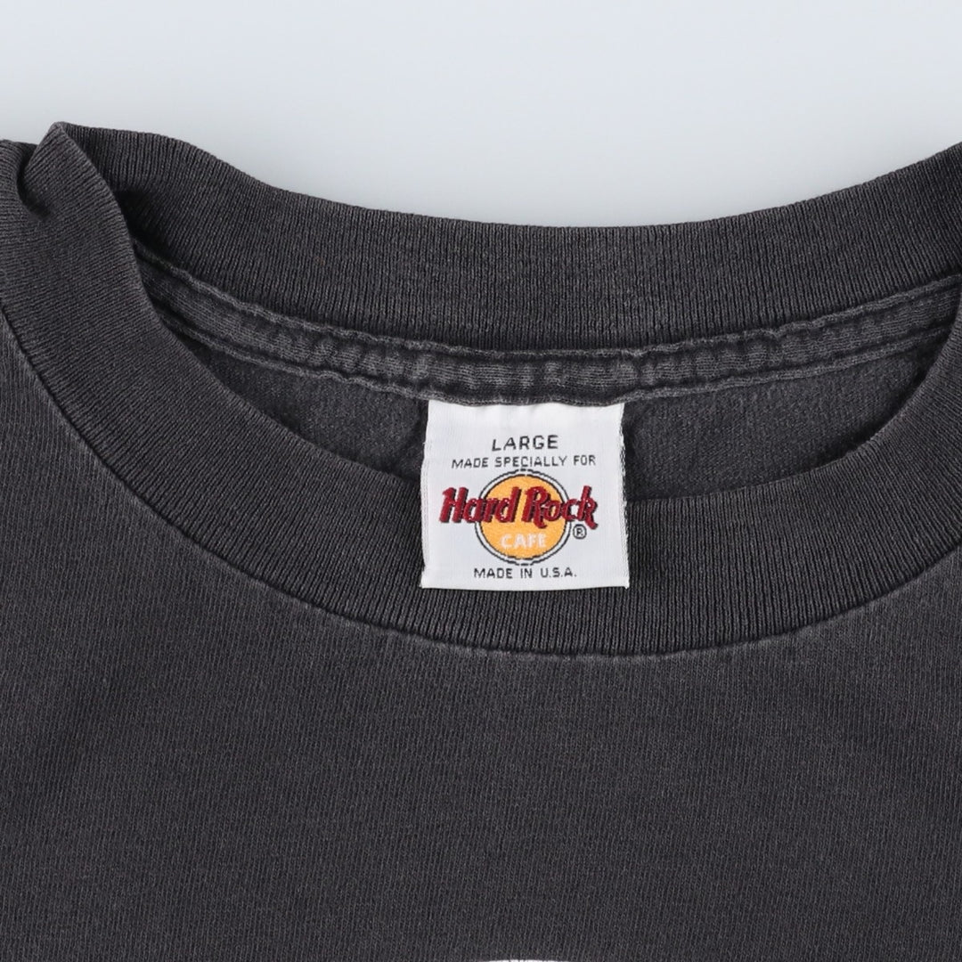 HARD ROCK CAFE Hard Rock Cafe Advertising T-shirt Made in USA Men's L size cotton Charcoal Vintage Second Hand