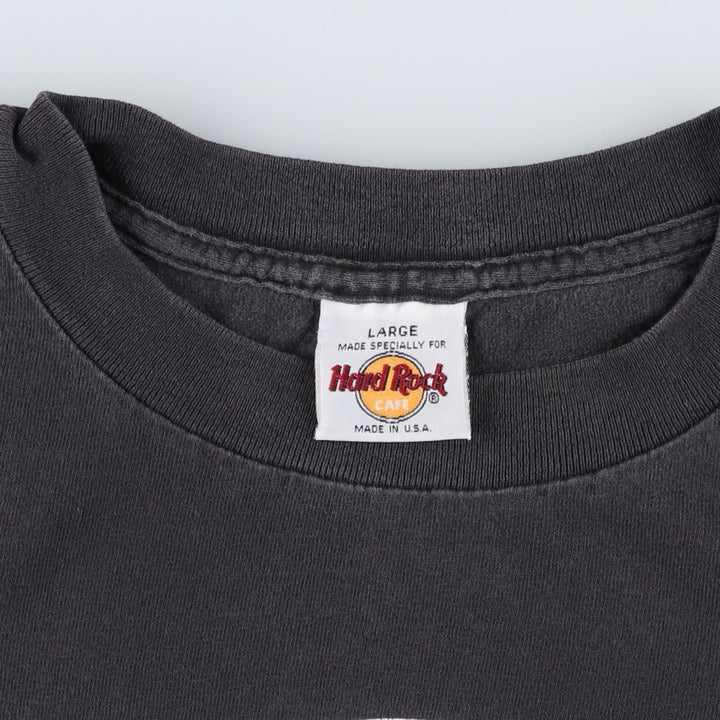 HARD ROCK CAFE Hard Rock Cafe Advertising T-shirt Made in USA Men's L size cotton Charcoal Vintage Second Hand