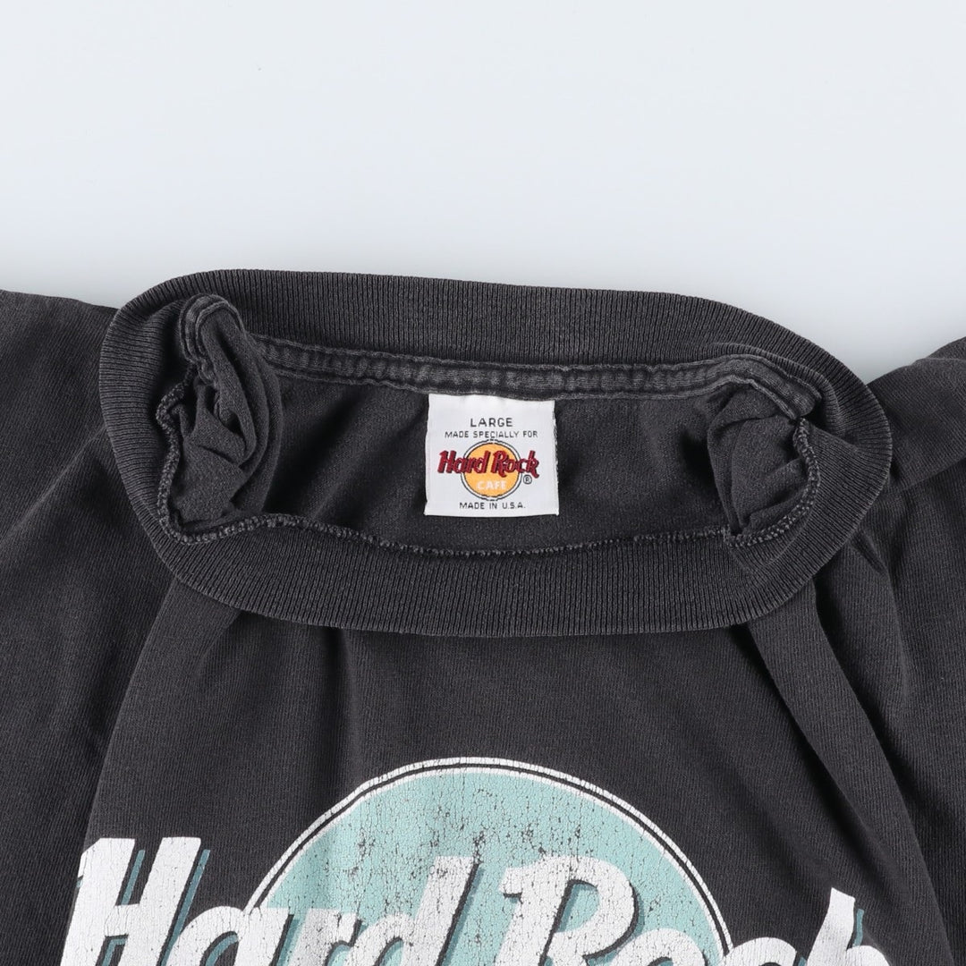 HARD ROCK CAFE Hard Rock Cafe Advertising T-shirt Made in USA Men's L size cotton Charcoal Vintage Second Hand