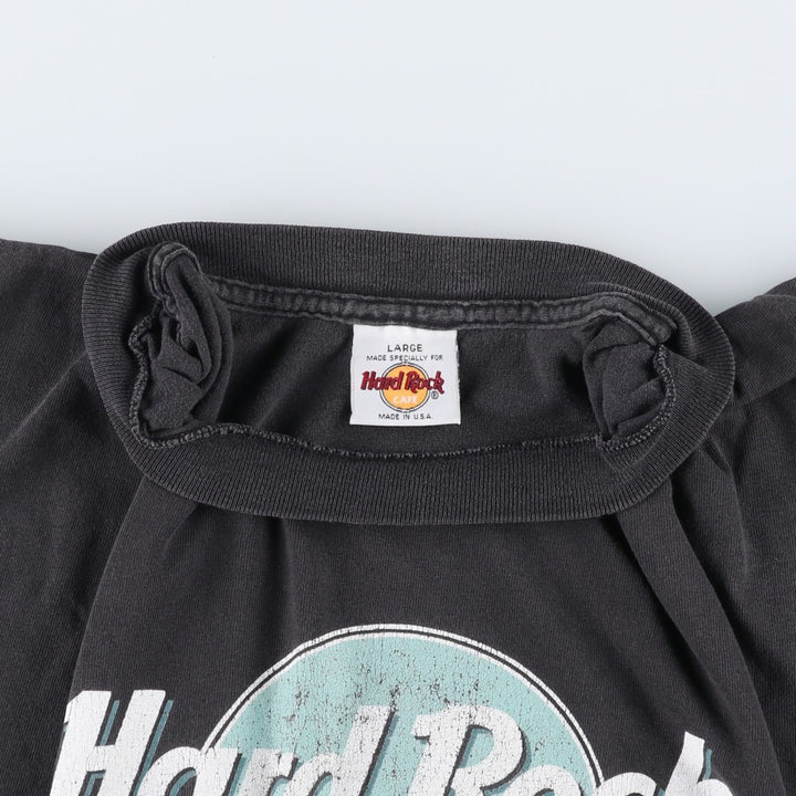 HARD ROCK CAFE Hard Rock Cafe Advertising T-shirt Made in USA Men's L size cotton Charcoal Vintage Second Hand