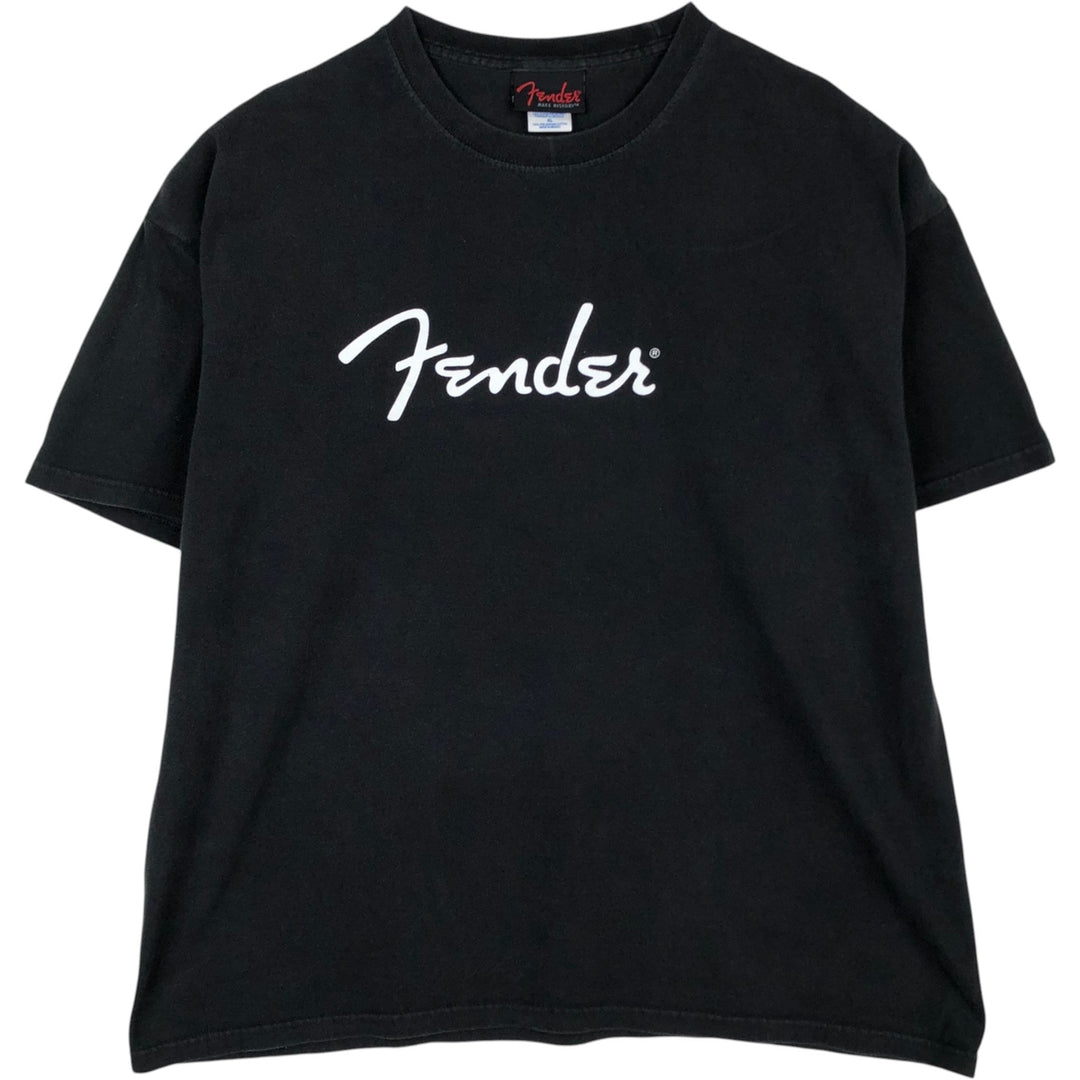 FENDER advertising T-shirt, men's size XL (approx.) cotton black type Vintage Second Hand