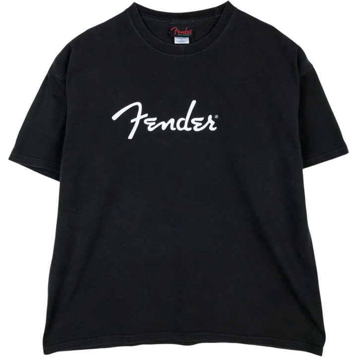 FENDER advertising T-shirt, men's size XL (approx.) cotton black type Vintage Second Hand