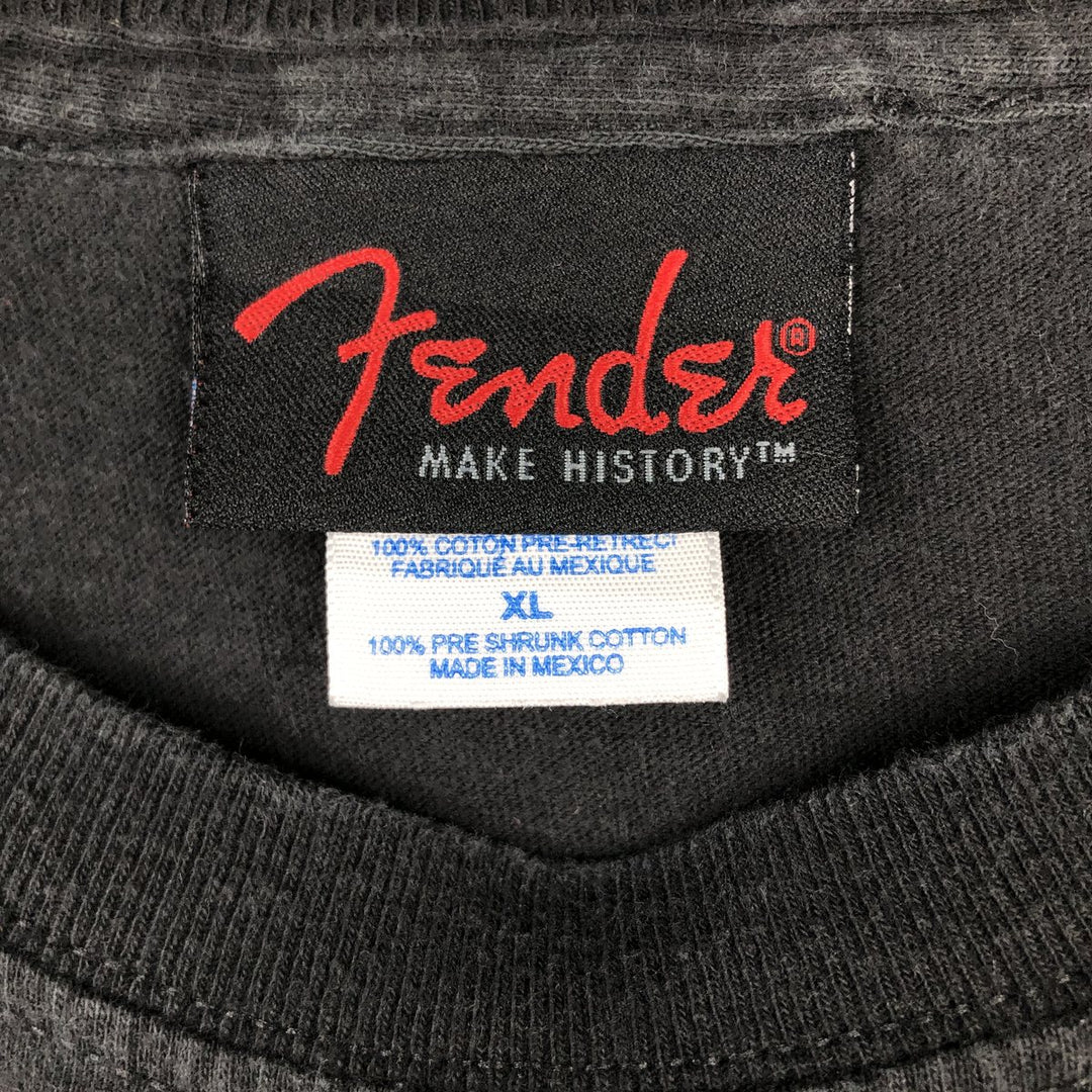 FENDER advertising T-shirt, men's size XL (approx.) cotton black type Vintage Second Hand