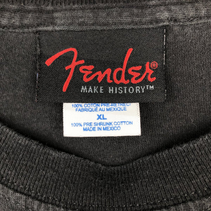 FENDER advertising T-shirt, men's size XL (approx.) cotton black type Vintage Second Hand