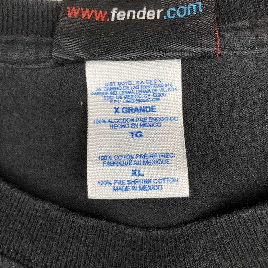 FENDER advertising T-shirt, men's size XL (approx.) cotton black type Vintage Second Hand