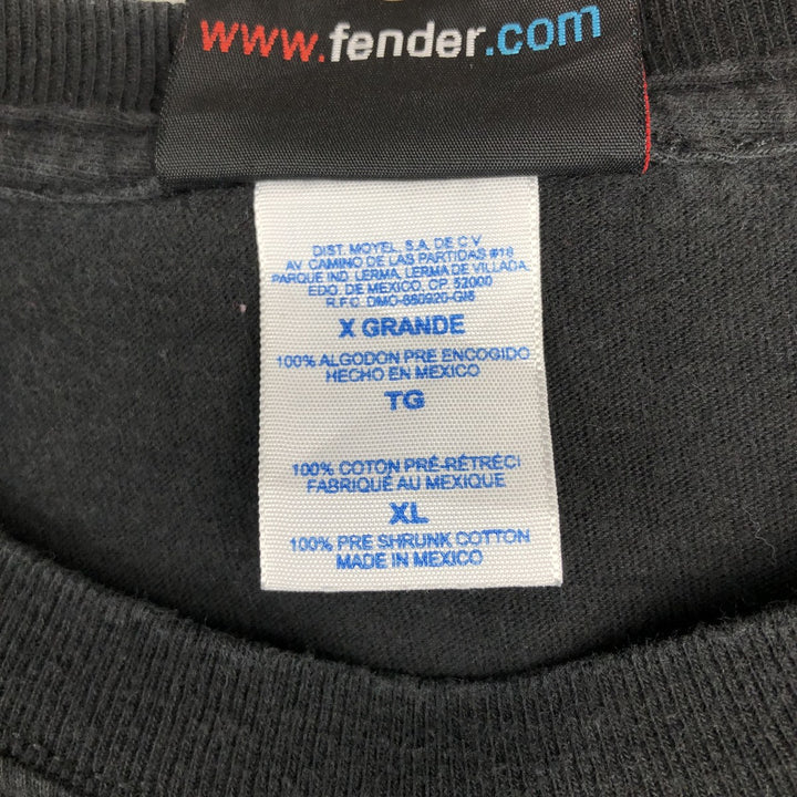 FENDER advertising T-shirt, men's size XL (approx.) cotton black type Vintage Second Hand