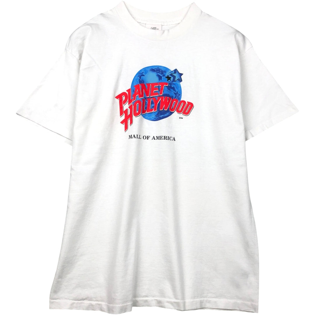 90'S PLANET HOLLYWOOD Advertising T-shirt Made in USA Men's XL Vintage cotton white type Vintage Second Hand