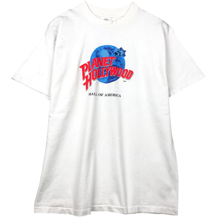 90'S PLANET HOLLYWOOD Advertising T-shirt Made in USA Men's XL Vintage cotton white type Vintage Second Hand