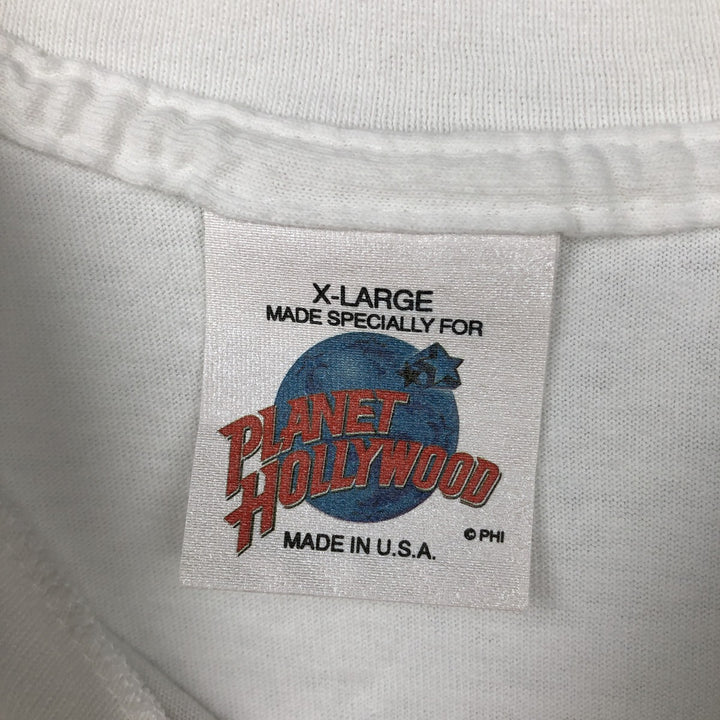 90'S PLANET HOLLYWOOD Advertising T-shirt Made in USA Men's XL Vintage cotton white type Vintage Second Hand