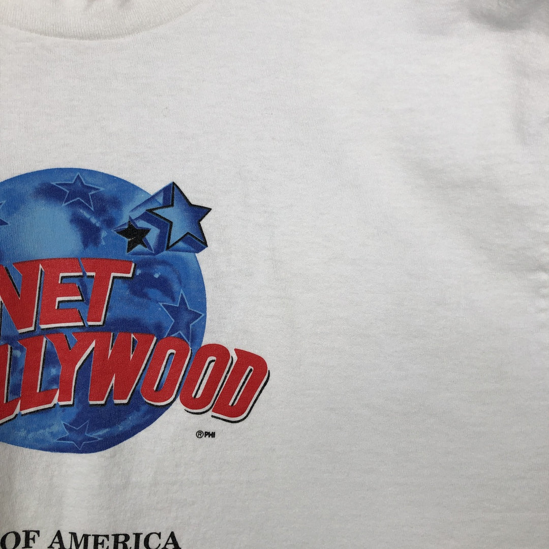 90'S PLANET HOLLYWOOD Advertising T-shirt Made in USA Men's XL Vintage cotton white type Vintage Second Hand