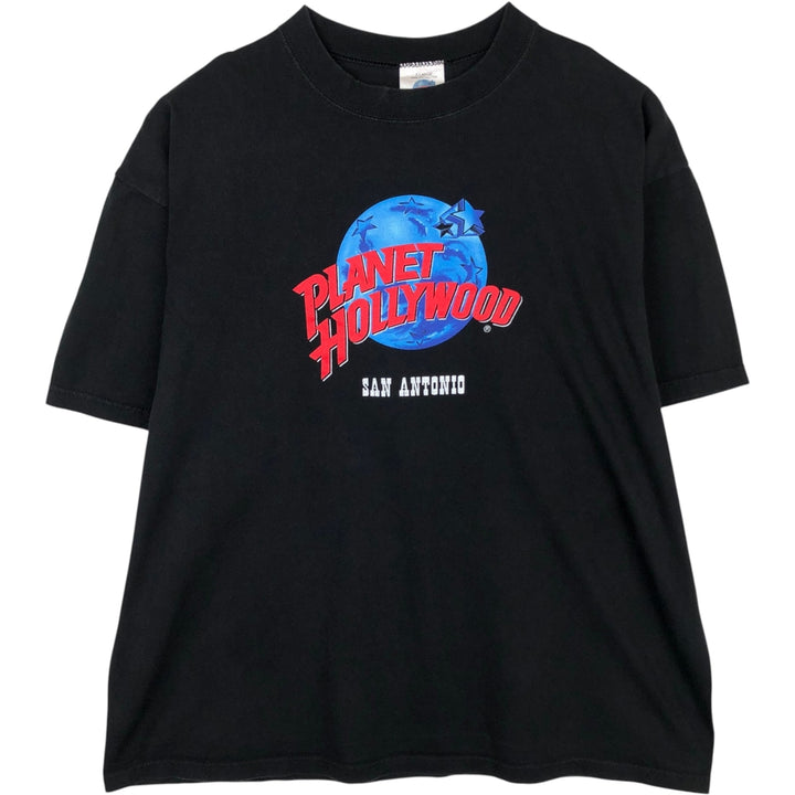 90'S PLANET HOLLYWOOD Advertising T-shirt Made in USA Men's XL Vintage cotton black type Vintage Second Hand