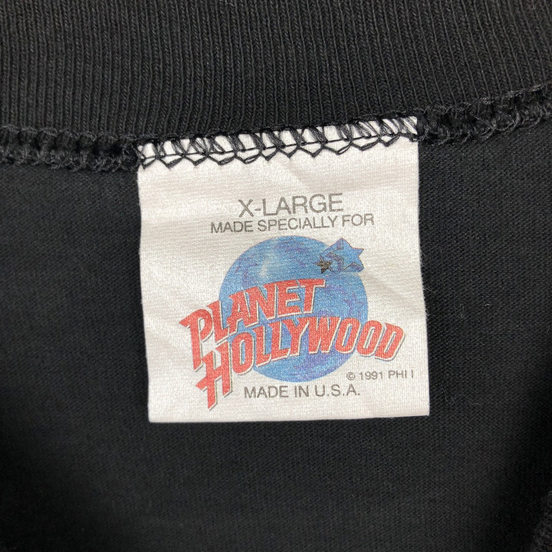 90'S PLANET HOLLYWOOD Advertising T-shirt Made in USA Men's XL Vintage cotton black type Vintage Second Hand