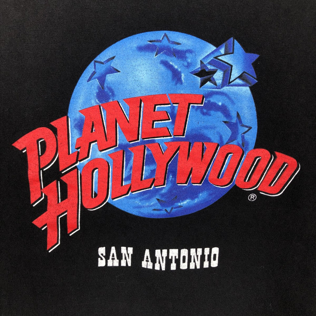 90'S PLANET HOLLYWOOD Advertising T-shirt Made in USA Men's XL Vintage cotton black type Vintage Second Hand